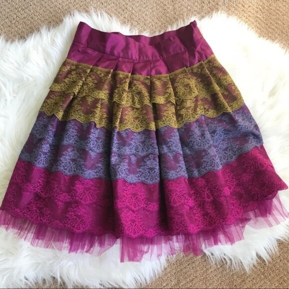 Twelve byTwelve‎ Anthropolgie Skirt Wlomens Small Tiered Lace Skirt Steampunk